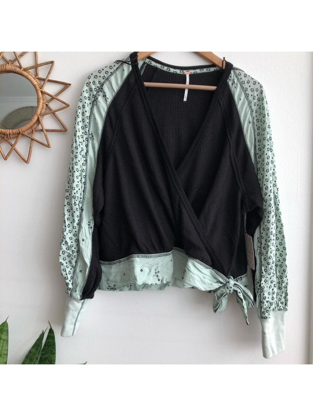 NWT Free People Auxton Thermal Kimono Style Top Women's Size S Boho Chic